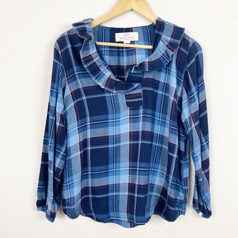 Trovata Birds Of Paradis Ruffle Neck Blouse Size Small